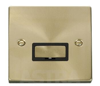 Satin Brass Unswitched Fused Spur 13A Ingot - With Black Interior