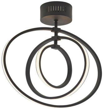 Matt Black 3 Light LED Hoop Semi Flush Ceiling Fitting - 21w Warm White - 3 Light Fitting