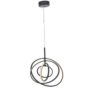 Matt Black 4 Light LED Hoop Ceiling Fitting - Adjustable Height - 31w Warm White - 4 Light Fitting