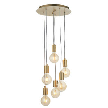 Satin Brass Ceiling Light Fitting - 6 Lights Pendant