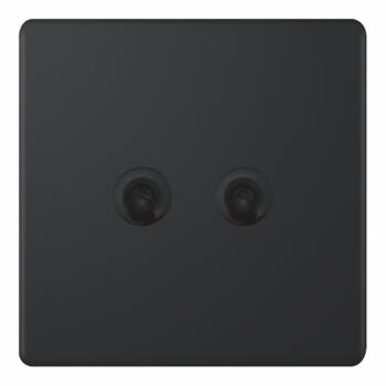 5mm Screwless Matt Black Toggle Light Switch - 2 Gang 2 Way