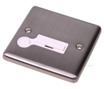 Brushed Satin Chrome Unswitched Fused Spur 13A  - With White Insert