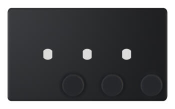 5mm Screwless Matt Black **EMPTY** / Build Your Own LED Dimmer Switch Plate - 3 Gang Empty Plate