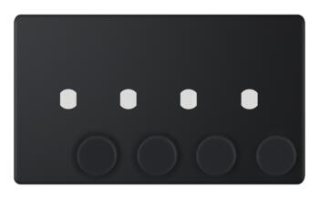 5mm Screwless Matt Black **EMPTY** / Build Your Own LED Dimmer Switch Plate - 4 Gang Empty Plate