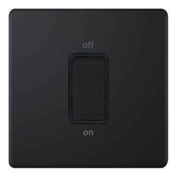 5mm Screwless Matt Black 45A DP Cooker / Shower Switch - Square Without Neon