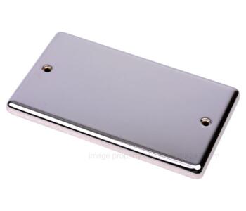 Polished Chrome Blank Plate Double 2 Gang - With Black Insert