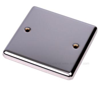 Polished Chrome Blank Plate Single 1 Gang - With Black Insert