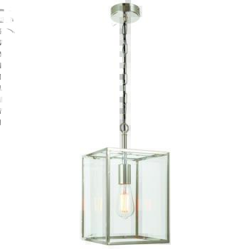 Nickel And Glass Box Lantern Ceiling Pendant Light Fitting - Pendant Fitting
