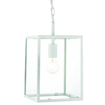 Matt White And Glass Box Lantern Ceiling Pendant Light Fitting - Pendant Fitting
