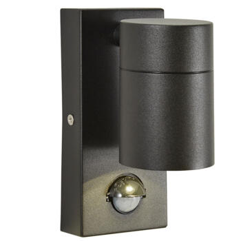 Black IP44 LED GU10 Outdoor Wall Light With PIR Sensor - Fitting
