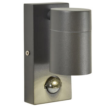 Anthracite Grey IP44 LED GU10 Outdoor Wall Light With PIR Sensor - Fitting