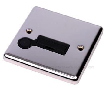 Polished Chrome Unswitched Fused Spur 13A  - With Black Insert