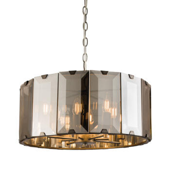 Slate Grey 8 Light Ceiling Pendant with Smoked Glass - 8 Light Fitting