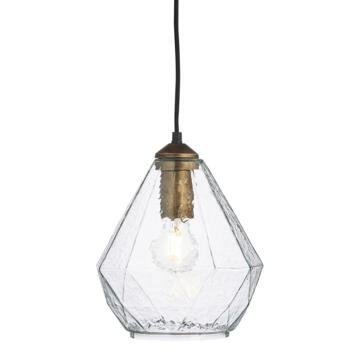 Antique Brass Single Pendant With Clear Glass Shade - Pendant Fitting