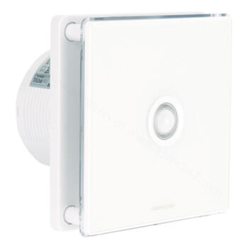 4" White Glass LED Extractor Fan With PIR & Timer - 100mm