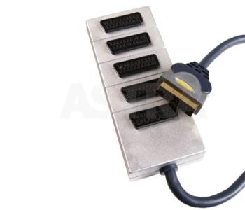 Oxi-Gold 5 Way Scart Block Adaptor - Moulded - 0.5m Lead