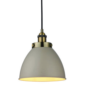 Antique Brass Industrial Style Pendant Ceiling Light With Painted Shade - Pendant Fitting