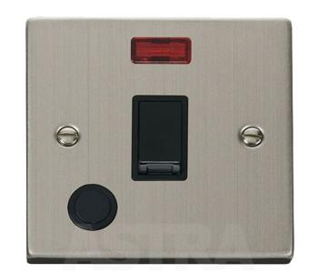 Stainless Steel 20A DP Switch & Neon - Flex Out - With Black Interior