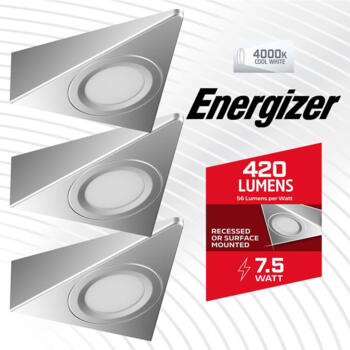 3 Pack LED Undercabinet Triangle Lights 7.5w - Kit of 3 Lights