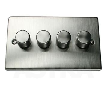 Stainless Steel Dimmer Switch - Quad 4 Gang 2 Way - Stainless Steel