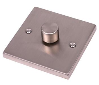 Stainless Steel Dimmer Switch Single 1 Gang 2 Way - 400W Tungsten/Halogen