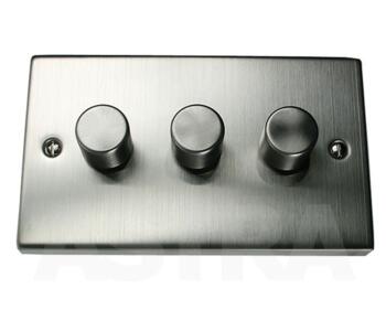 Stainless Steel Dimmer Switch Triple 3 Gang 2 Way - Stainless Steel