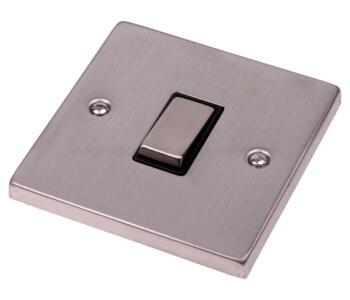 Stainless Steel Intermediate Switch - 1 Gang - With Black Interior