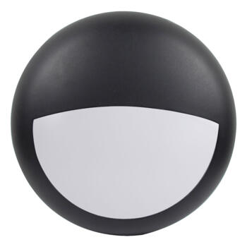 12w Black LED CCT Round Outdoor Eyelid Bulkhead Light - Emergency & Microwave Sensor