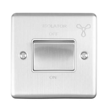 Satin Stainless Steel & White Fan Isolator Switch - Fan Isolator