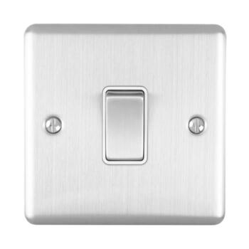 Satin Stainless Steel & White 20A DP Isolator Switch - Without Neon