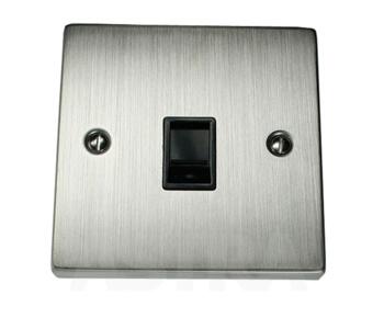 Stainless Steel Single RJ45 Data Socket Outlet - With Black Interior