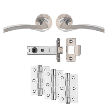 Nickel / Chrome Door Handles, Hinges & Latch Pack - Sines 