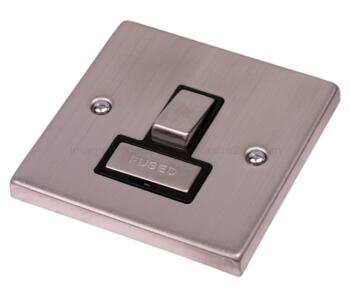 Stainless Steel Switched Fused Spur 13A Ingot - With Black Interior
