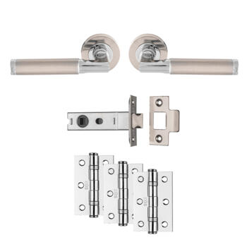Nickel / Chrome Door Handles, Hinges & Latch Pack - Belas