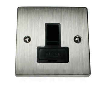 Stainless Steel Switched Fused Spur 13A No Flex - With Black Interior