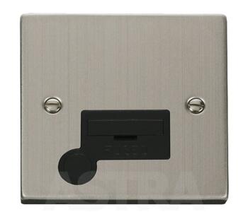 Stainless Steel Unswitched Fused Spur 13A  - With Black Interior