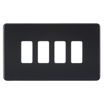 Matt Black Toggle Grid Switch - 4 Gang Plate