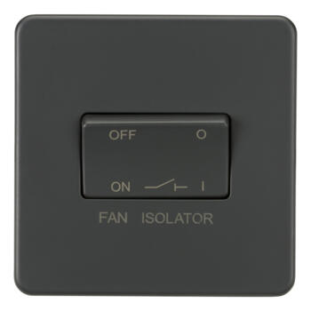 Screwless Anthracite Grey Fan Isolator Switch - Single