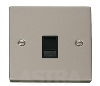 Pearl Nickel Single RJ45 Data Socket Outlet - With Black Interior