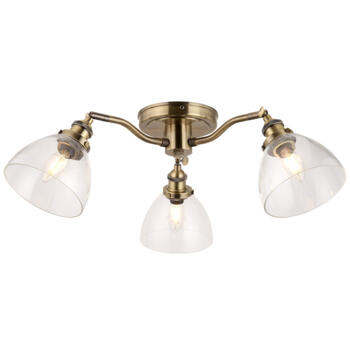 Antique Brass Industrial Low Ceiling 3 Light  - Fitting