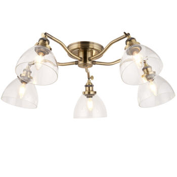	Antique Brass Industrial Low Ceiling 5 Light - Fitting