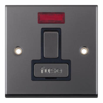 Black Nickel 13A Fused Spur Connection Unit - Switched With Neon