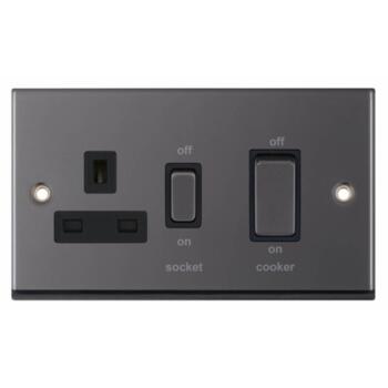 Black Nickel Cooker Control Switch & Socket - Without Neon