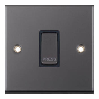 Black Nickel Light Switch - 1 Gang Retractive 'Bell" Push
