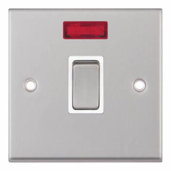 Satin Chrome & White 20A DP Isolator Switch - With Neon