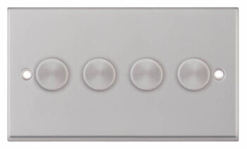 Satin Chrome & White Dimmer Switch - Quad 4 x 400w