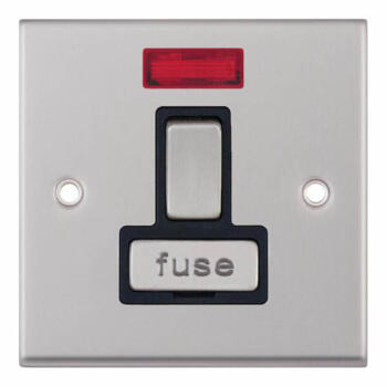 Satin Chrome 13A Fused Spur Connection Unit - Switched With Neon