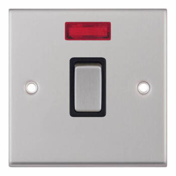 Satin Chrome 20A DP Isolator Switch - With Neon