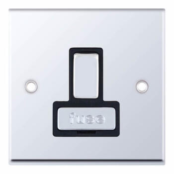  Polished Chrome & Black 13A Fused Spur Connection Unit  - Switched 