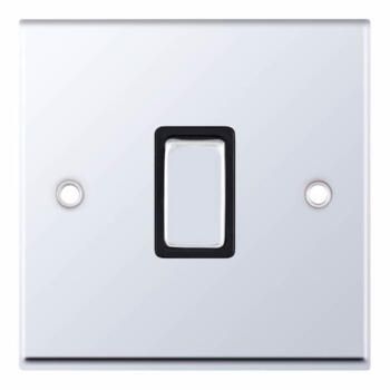  Polished Chrome & Black 20A DP Isolator Switch  - Without Neon